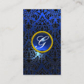 ZWARTE NACHTE BLAUWE DAMASKMONOGRAM VISITEKAARTJE (Achterkant)