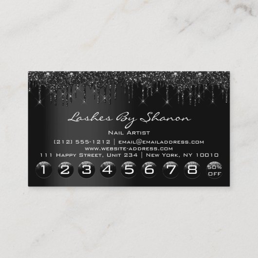 Zwarte Nail Artist Drift 9 Punts Roos Script Vip Visitekaartje (Achterkant)