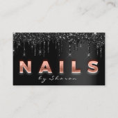 Zwarte Nail Artist Drift 9 Punts Roos Script Vip Visitekaartje (Voorkant)