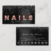 Zwarte Nail Artist Drift 9 Punts Roos Script Visitekaartje (Voorkant / Achterkant)