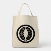  zwarte Nakagawa Japan Kamon Mon Art Tote Bag (Achterkant)
