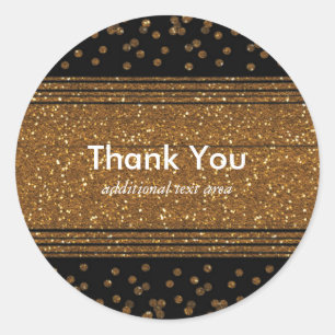 Zwarte namaak geborstelde gouden glitters feeststi ronde sticker