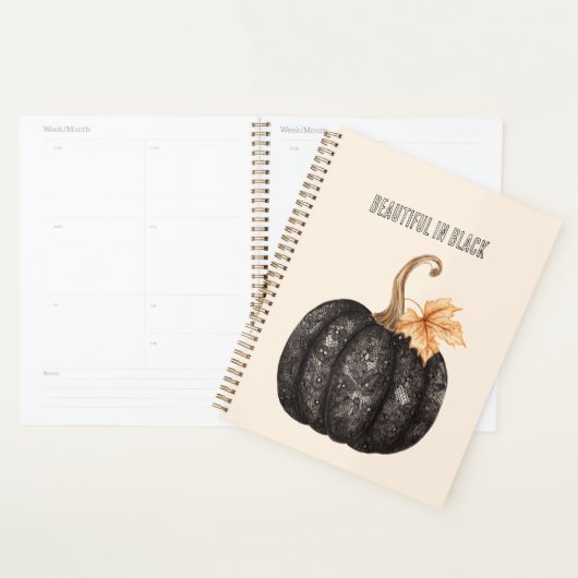 Zwarte namaak kant pompoen planner (Display)