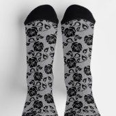 Zwarte namaak kanten sokken met visnetrozen (Top)