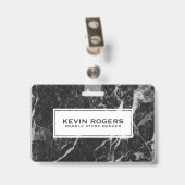 Zwarte namaakmarmer witte accent badge (Achterkant met clip)