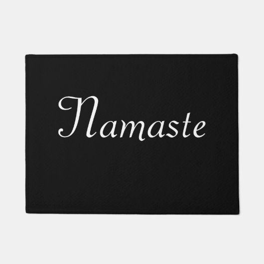Zwarte Namaste Deur Mat Deurmat Yoga (Voorkant)