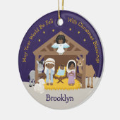 Zwarte nativiteitsscène keramisch ornament (Links)