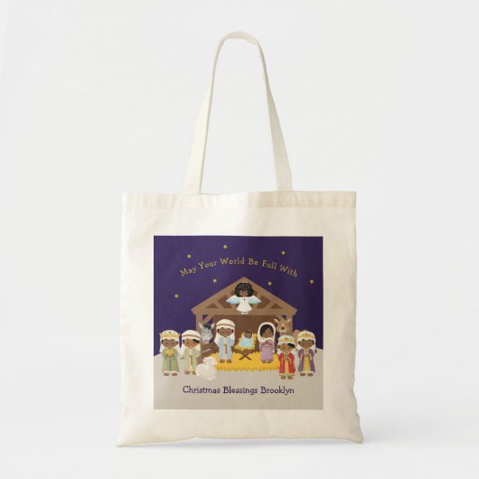 Zwarte nativiteitsscène tote bag (Voorkant)