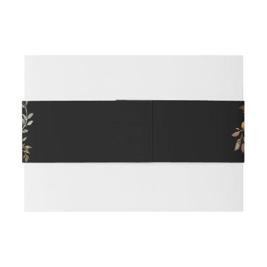 Zwarte natuurlijke botanische elegant moderne flor uitnodigingen wikkel (Achterkant Voorbeeld)