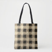 Zwarte natuurlijke tinten Plaid Artisan Haakprint Tote Bag (Voorkant)
