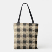 Zwarte natuurlijke tinten Plaid Artisan Haakprint Tote Bag (Achterkant)