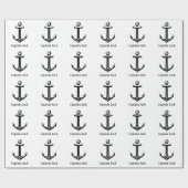 zwarte Nautical Anchor Cadeaupapier (Vlak)