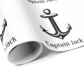 zwarte Nautical Anchor Cadeaupapier (Rol Hoek)