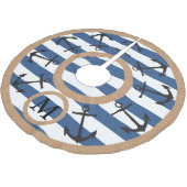 Zwarte Nautische ankers en treegestreepte monogram Kerstboom Rok (Gekanteld)