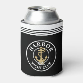 Zwarte Nautische Monogram Fleskoeler Blikjeskoeler