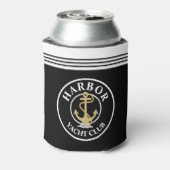 Zwarte Nautische Monogram Fleskoeler Blikjeskoeler (Blikje Achterkant)