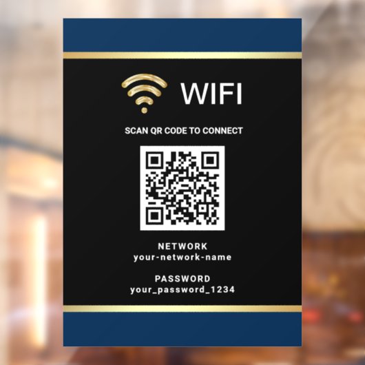 Zwarte Navy Blauwe QR-code Wifi Netwerk Wachtwoord Raamsticker (Vel 2)