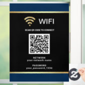 Zwarte Navy Blauwe QR-code Wifi Netwerk Wachtwoord Raamsticker (Huis)
