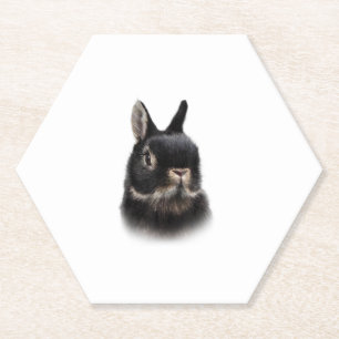 Zwarte Nederland Dwerg Konijn Buste Vrouwen Unisex Kartonnen Onderzetters