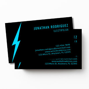 Zwarte Neon Blauwe Bliksemflits Aangepaste Elektri Visitekaartje
