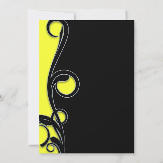 Zwarte & Neon Bright Gele Zwemel Sweet 16-partij Kaart (Achterkant)