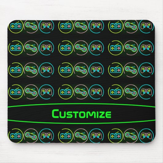 Zwarte & Neon Gamer Muismat (Voorkant)