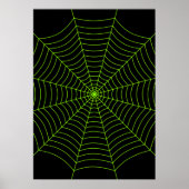 Zwarte neon groene spinnenweb Halloween Kunst Poster (Voorkant)
