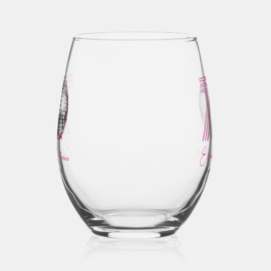 Zwarte Neon Roze Disco Ball 470e verjaardag Wijnglas Zonder Voet (Rechts)