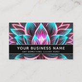 Zwarte Neon Roze en Blauwe Lotus Flower Profession Afsprakenkaartje (Voorkant)