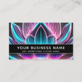 Zwarte Neon Roze en Blauwe Lotus Flower Profession Afsprakenkaartje (Voorkant)