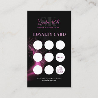 Zwarte Neon Roze Schoonheidssalon QR Code Loyaltyk Visitekaartje