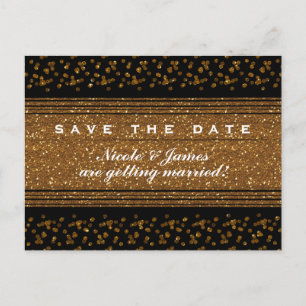 Zwarte Nep Geborstelde Goud Save The Date Postkaar Aankondigingskaart