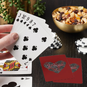 Zwarte Nep-Kant Hart Bloem Pokerkaarten