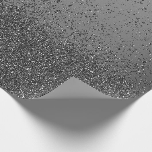 Zwarte nepglitters cadeaupapier (Hoek)