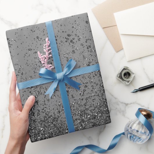 Zwarte nepgloeiende glitter cadeaupapier (Geschenken)