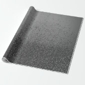 Zwarte nepgloeiende glitter cadeaupapier (Uitgerold)