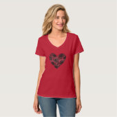 Zwarte nepsierhart bloem t-shirt (Voorkant volledig)