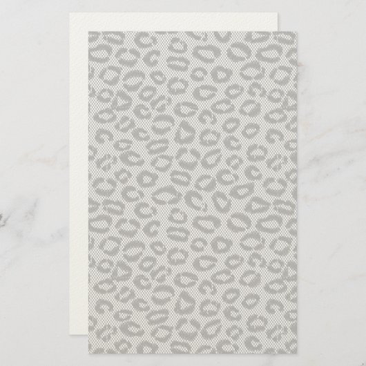Zwarte netzijde met luipaard op wit briefpapier (Voorkant / Achterkant)