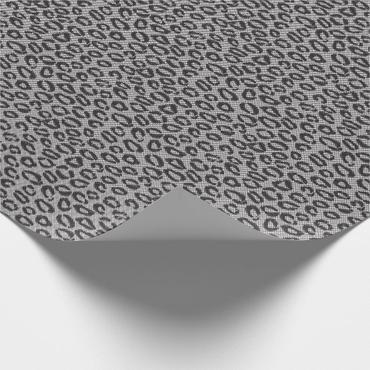 Zwarte netzijde met luipaard op wit cadeaupapier (Hoek)