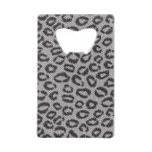 Zwarte netzijde met luipaard op wit creditkaart flessenopener (Achterkant)