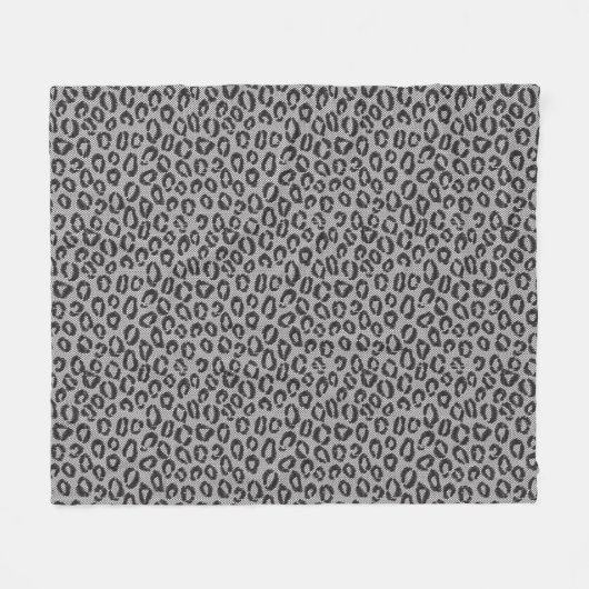 Zwarte netzijde met luipaard op wit fleece deken (Voorkant (Horizontaal))