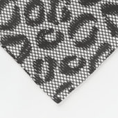 Zwarte netzijde met luipaard op wit fleece deken (Hoek)