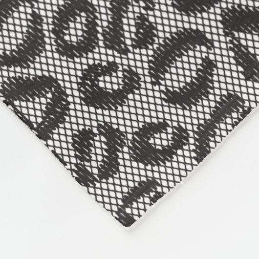 Zwarte netzijde met luipaard op wit fleece deken (Hoek)