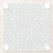 Zwarte netzijde met luipaard op wit glazen onderzetter (Achterkant)