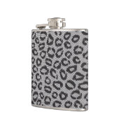 Zwarte netzijde met luipaard op wit heupfles (Links)