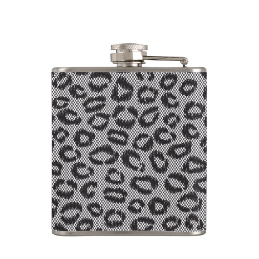 Zwarte netzijde met luipaard op wit heupfles (Achterkant)