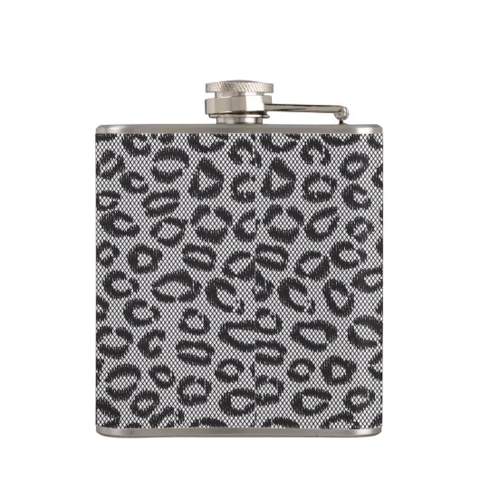 Zwarte netzijde met luipaard op wit heupfles (Achterkant)