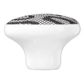 Zwarte netzijde met luipaard op wit keramische knop (Zijkant)