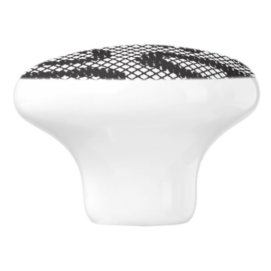 Zwarte netzijde met luipaard op wit keramische knop (Zijkant)