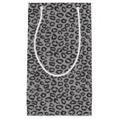 Zwarte netzijde met luipaard op wit klein cadeauzakje (Voorkant)